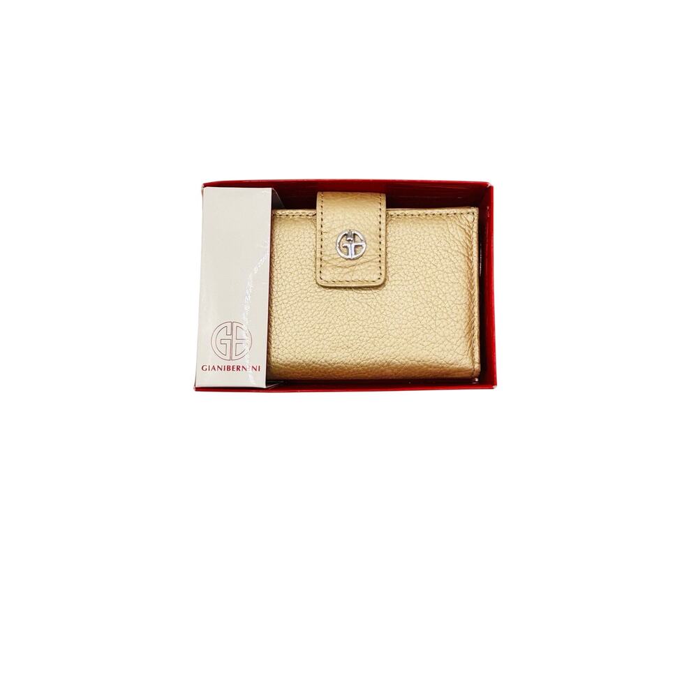 Giani Bernini Softy Gold shimmer leather card holder coin purse wallet in box